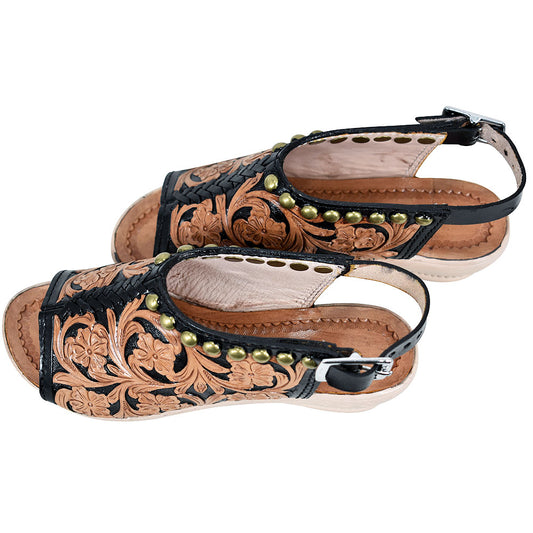 ADSL108 Hand Tooled Genuine Western Leather Sliper