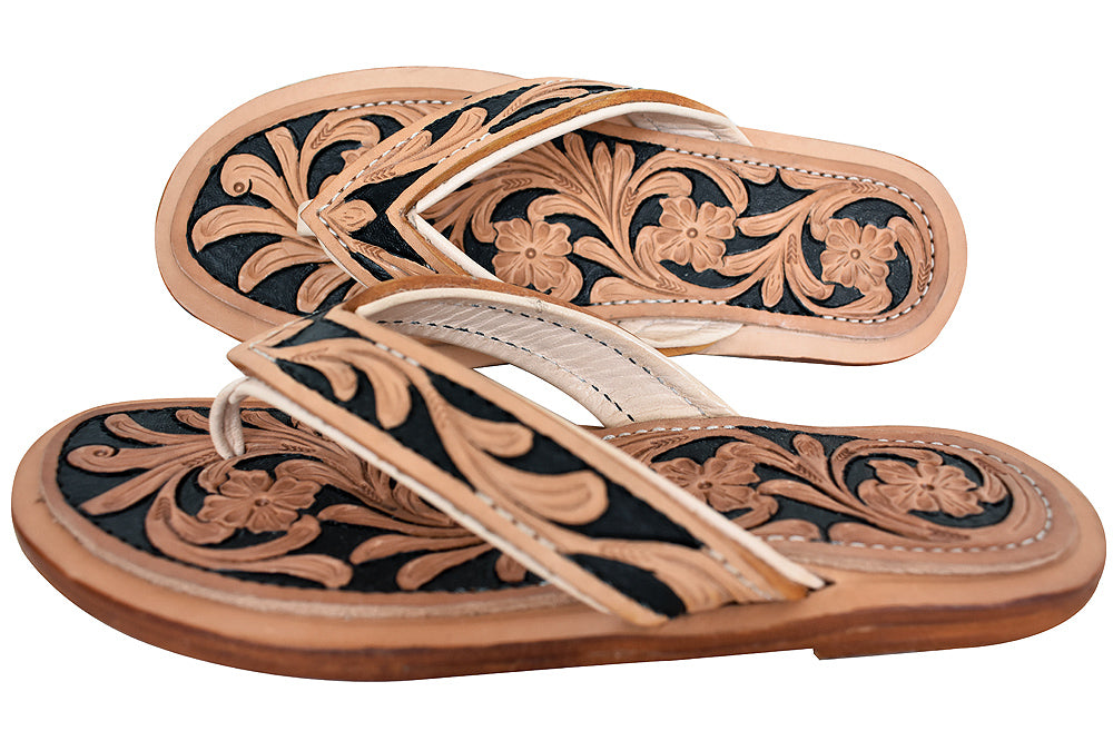 ADSL101 Hand Tooled Genuine Western Leather Sliper