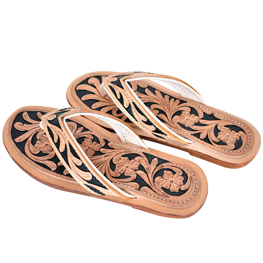 ADSL101 Hand Tooled Genuine Western Leather Sliper