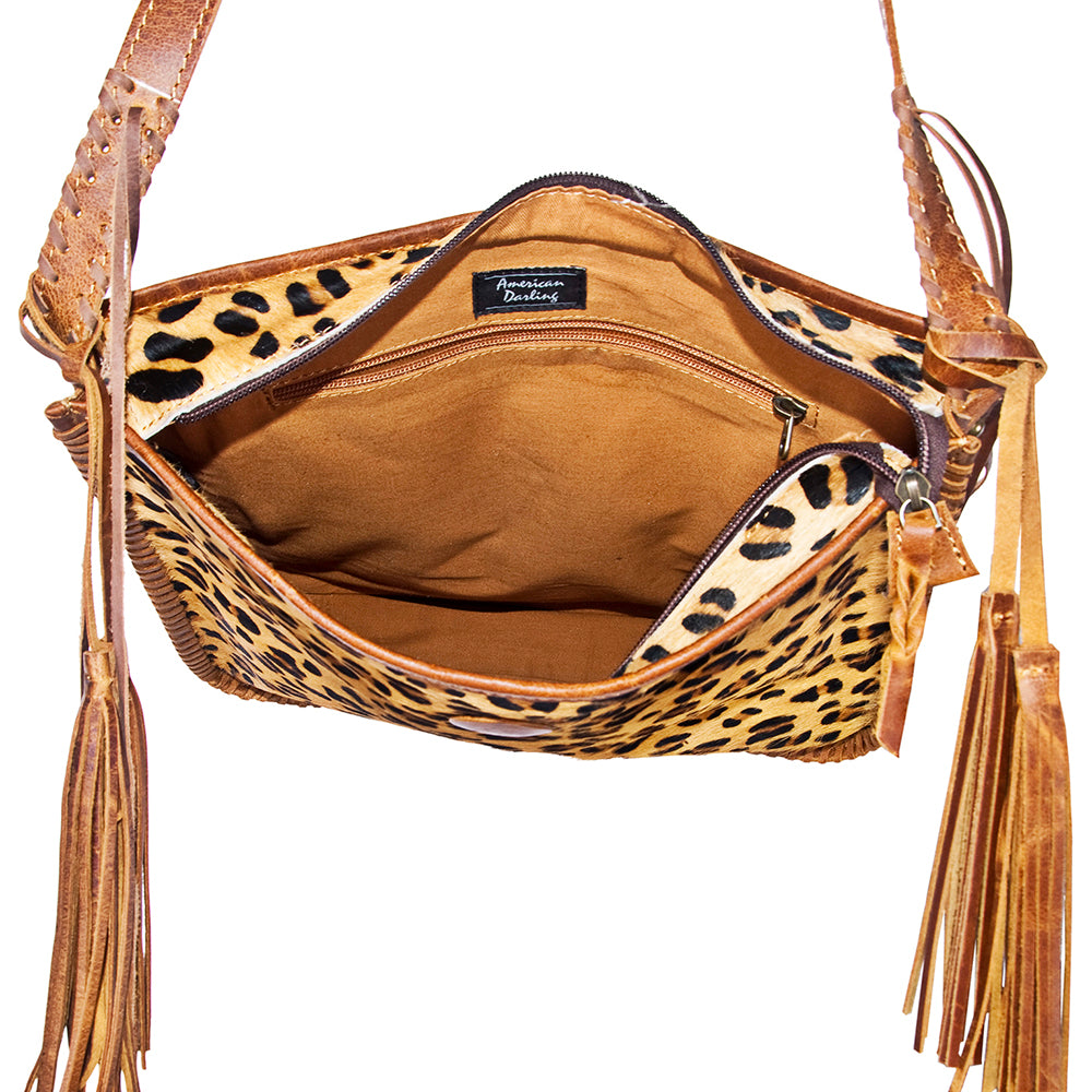 ADBG115 American Darling Hair-On Cowhide Crossbody Bag | Western Fringe Purse
