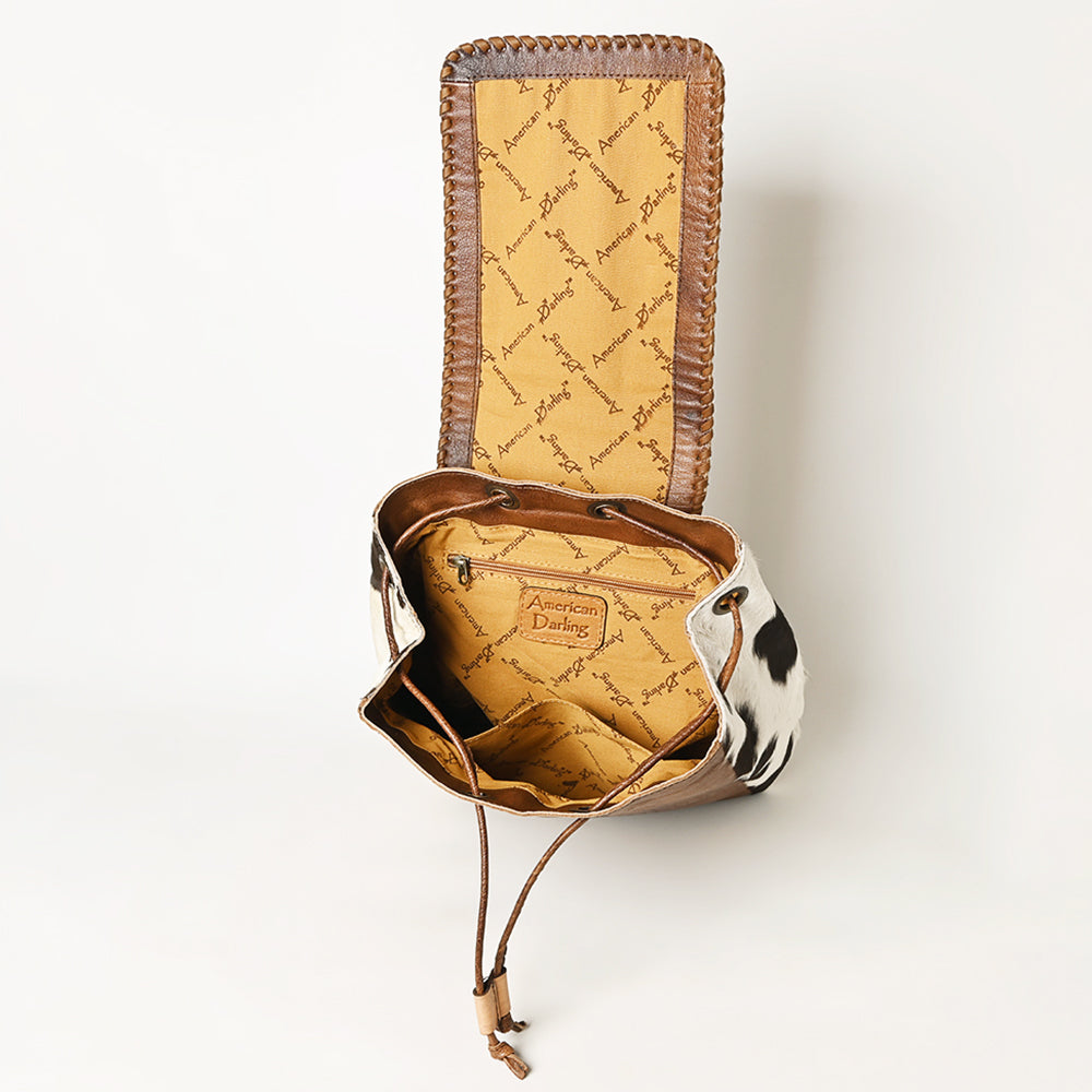 ADBG363 Cowhide Hair-On Leather Western Backpack Handmade Genuine Full Grain Backpack for Women