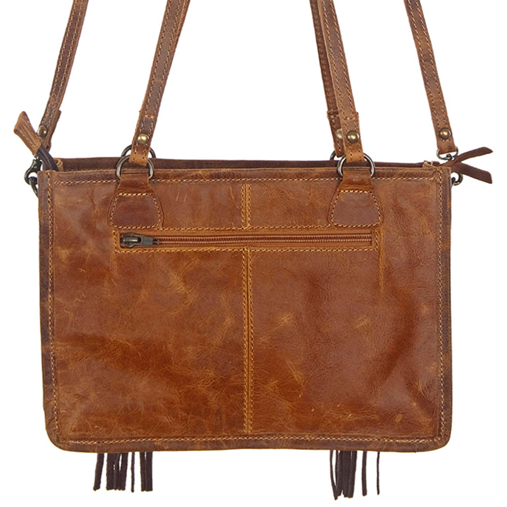 ADBG375 Tote Hand Tooled Hair On Genuine Leather Women Bag Western Handbag Purse