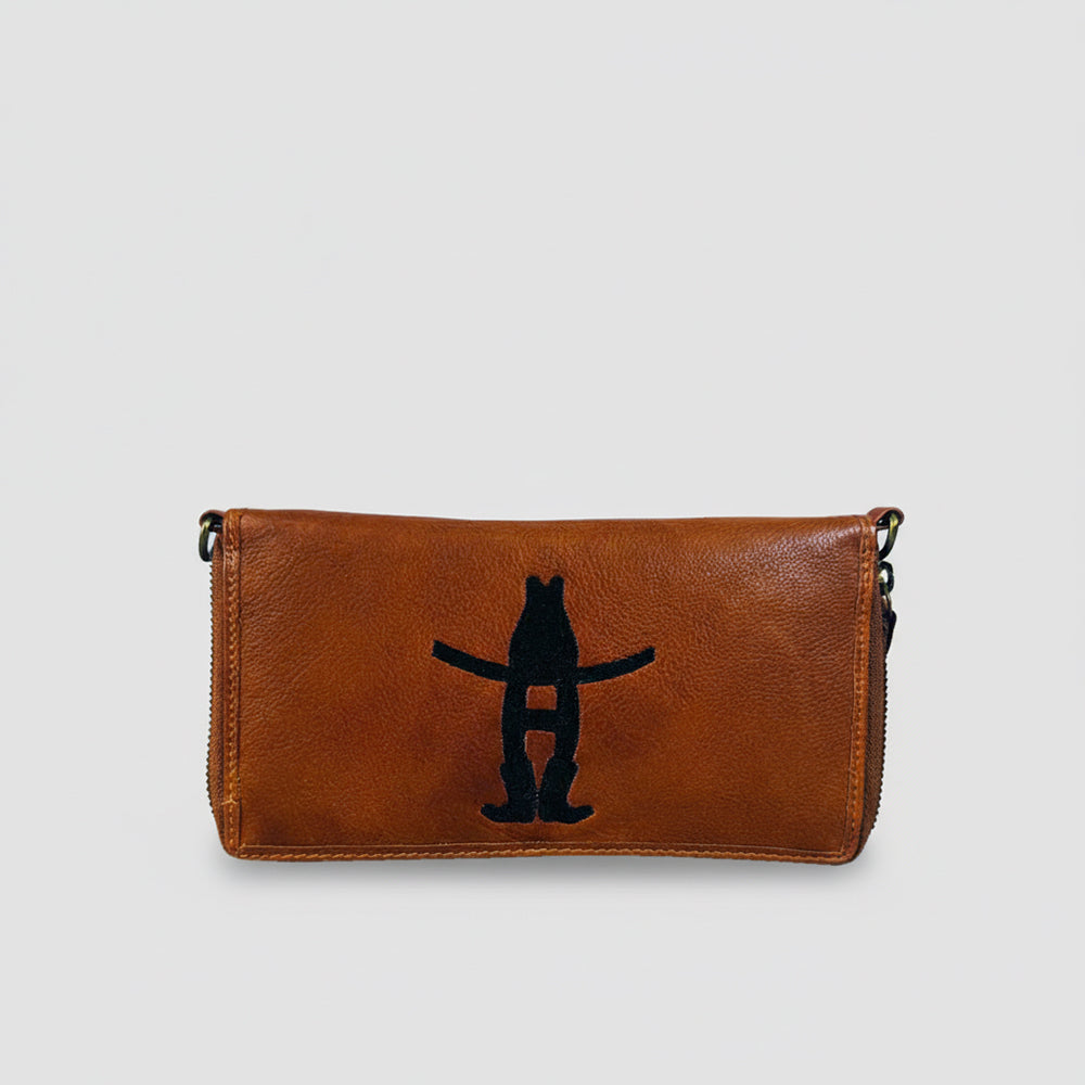 Frontier Rodeo Genuine Leather  Black Embroidered organizer  Bag