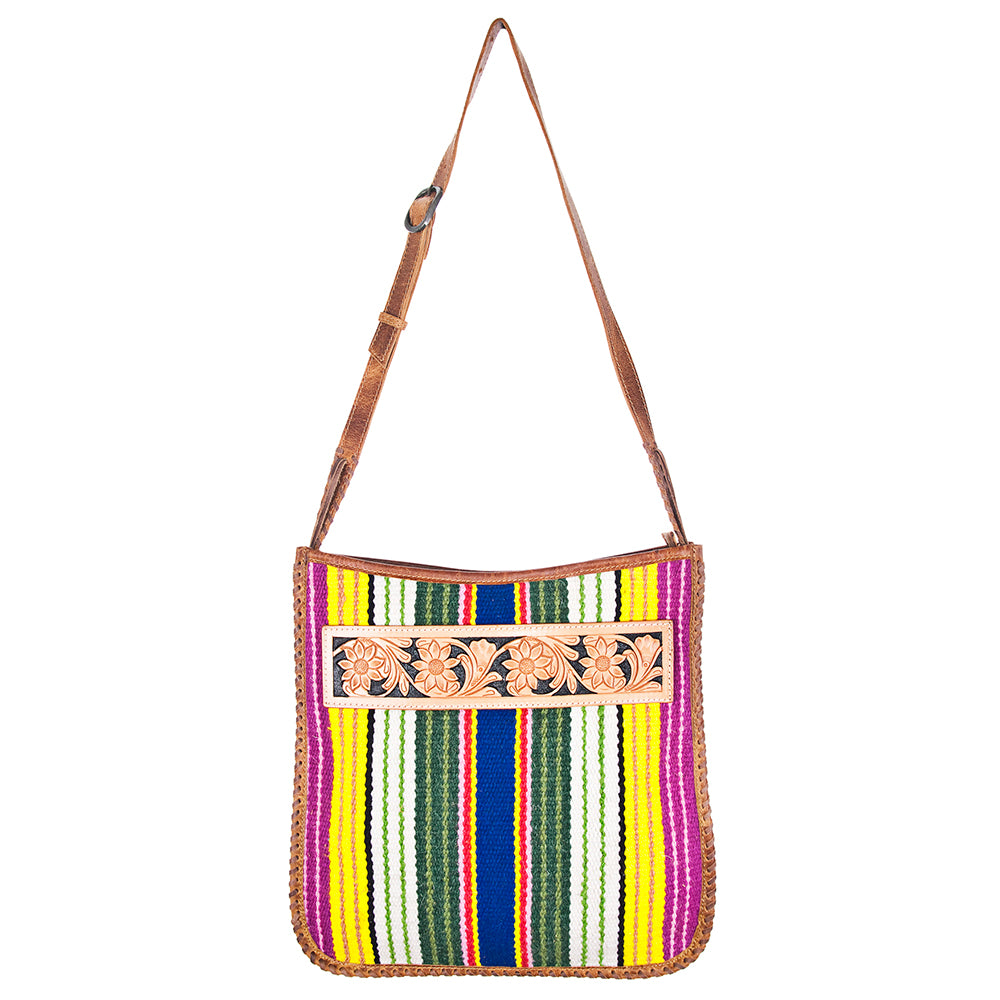 ADBG115 American Darling Saddle Blanket Crossbody | Tooled Leather Western Bag
