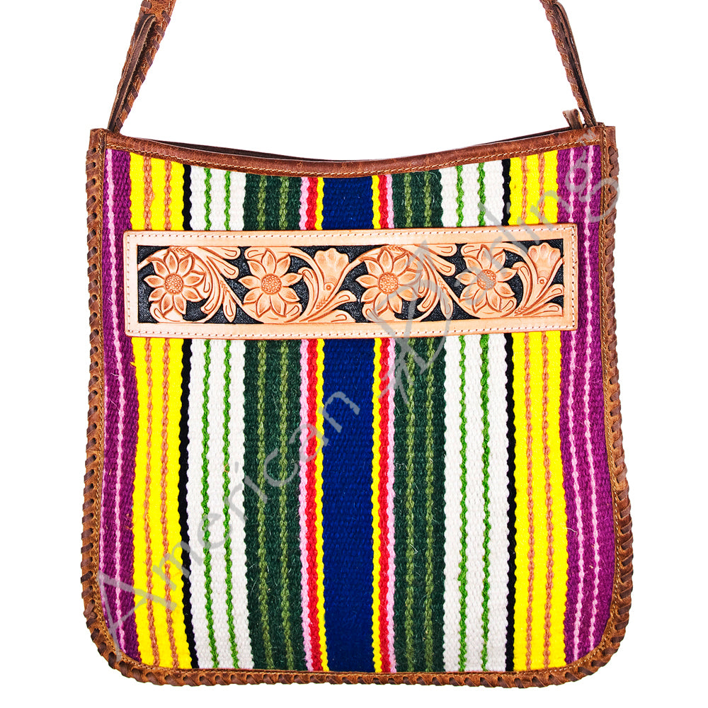 ADBG115 American Darling Saddle Blanket Crossbody | Tooled Leather Western Bag