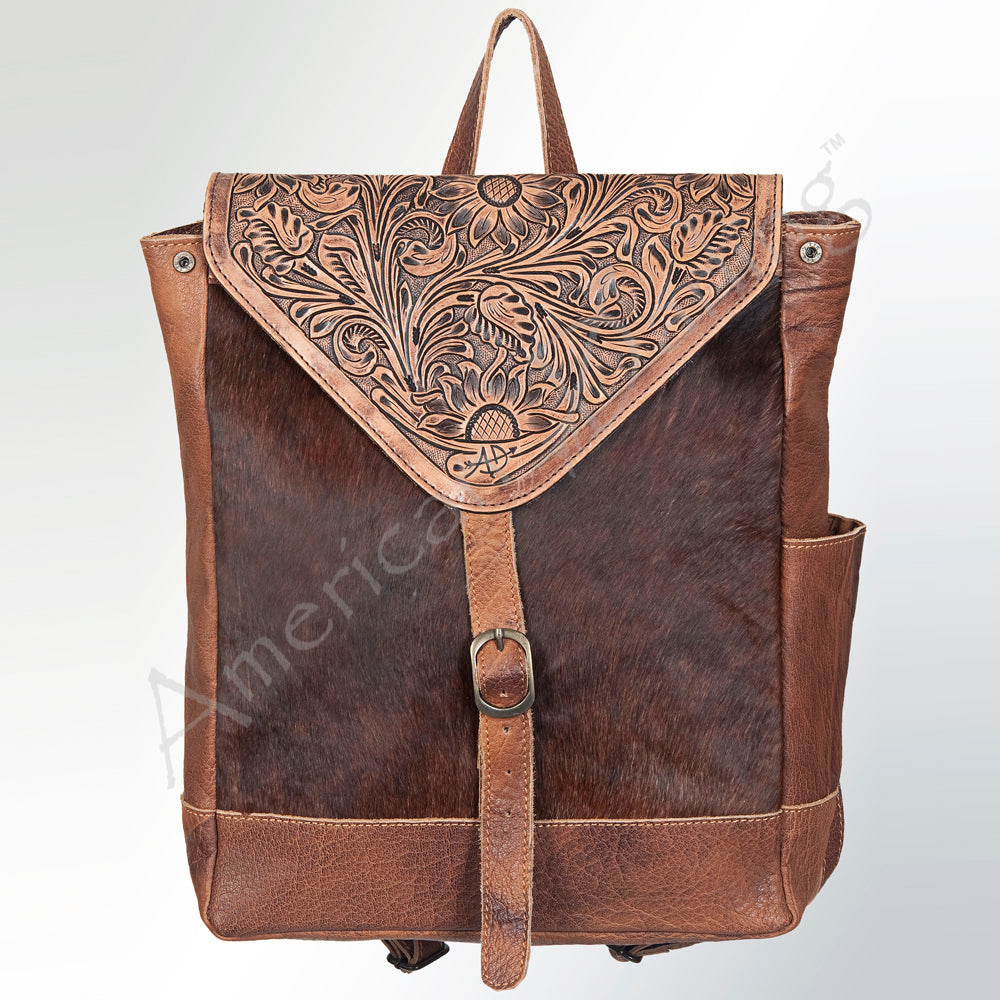 ADBG386 Backpack Hand Tooled Leather Western Cowhide Handmade Genuine Full Grain Backpack for Women