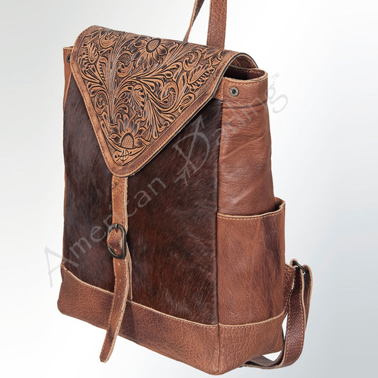ADBG386 Backpack Hand Tooled Leather Western Cowhide Handmade Genuine Full Grain Backpack for Women