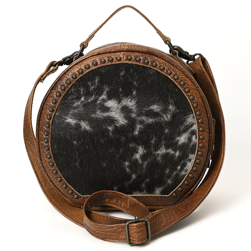 ADBG352BRW American Darling Western Leather Canteen Bag with Hair-On Cowhide and Rivets