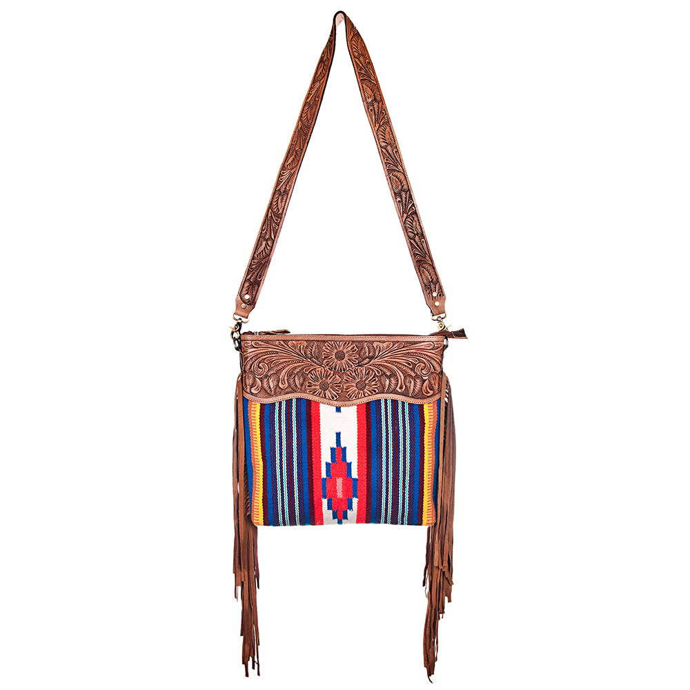 ADBG400 American Darling Hand Tooled Saddle Blanket Signature Cross body Bag