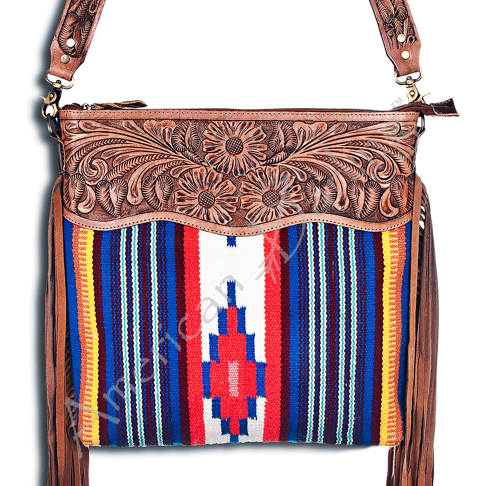 ADBG400 American Darling Hand Tooled Saddle Blanket Signature Cross body Bag