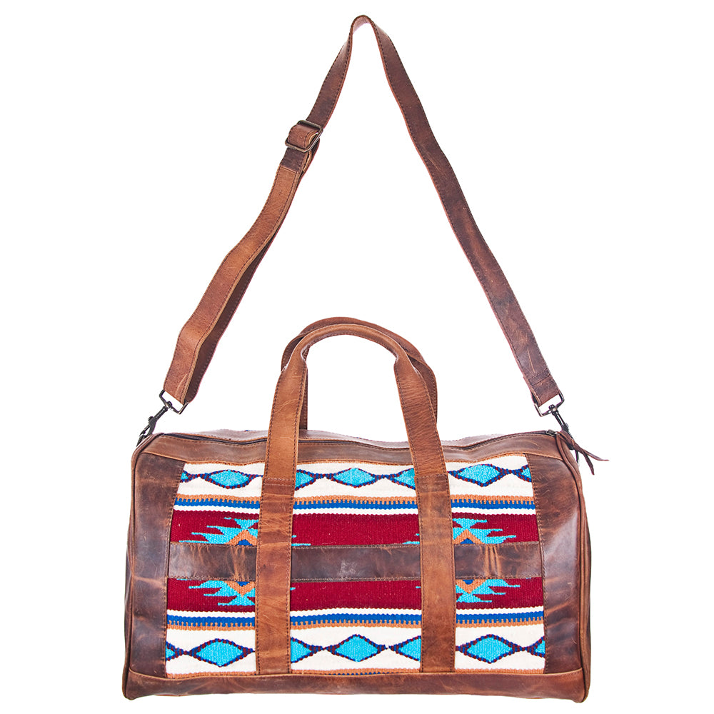 ADBG254 American Darling Duffel Bag - Handcrafted Saddle Blanket & Full Grain Leather Travel Bag