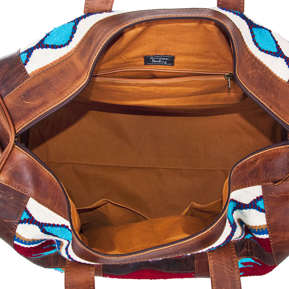 ADBG254 American Darling Duffel Bag - Handcrafted Saddle Blanket & Full Grain Leather Travel Bag