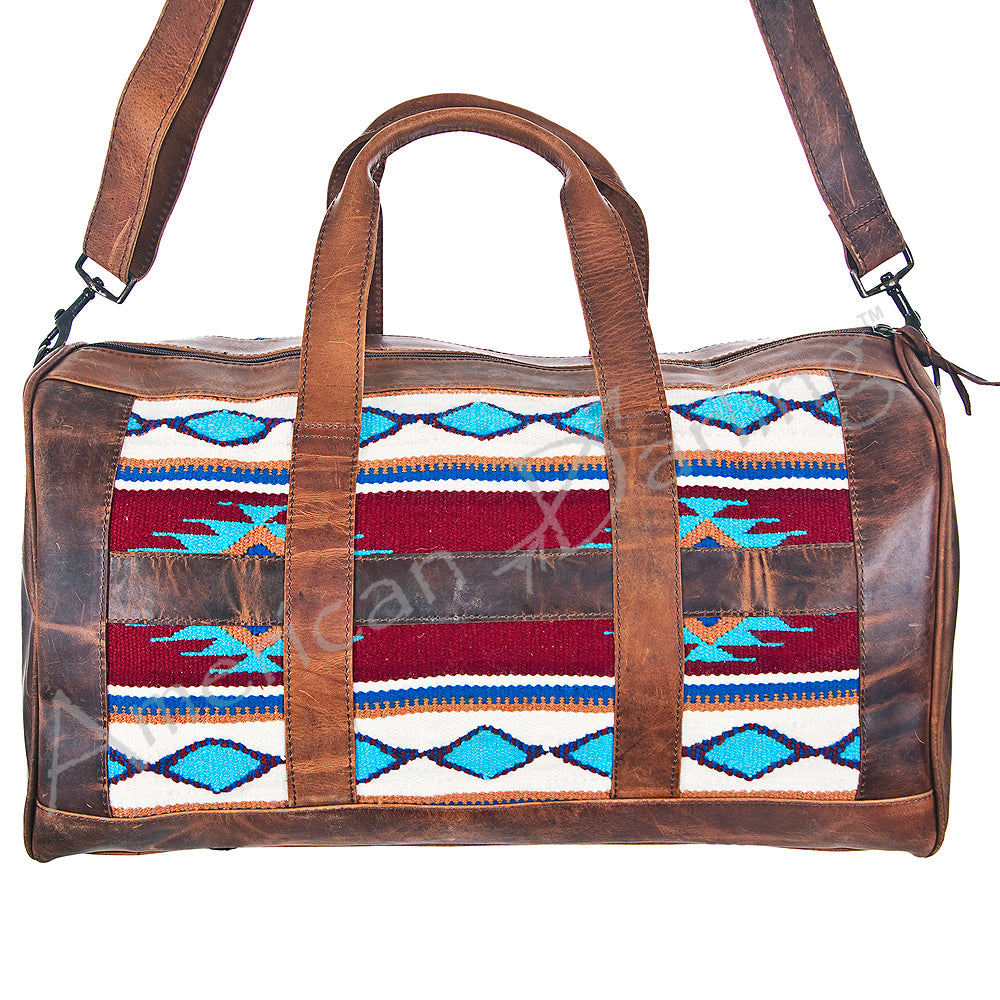 ADBG254 American Darling Duffel Bag - Handcrafted Saddle Blanket & Full Grain Leather Travel Bag
