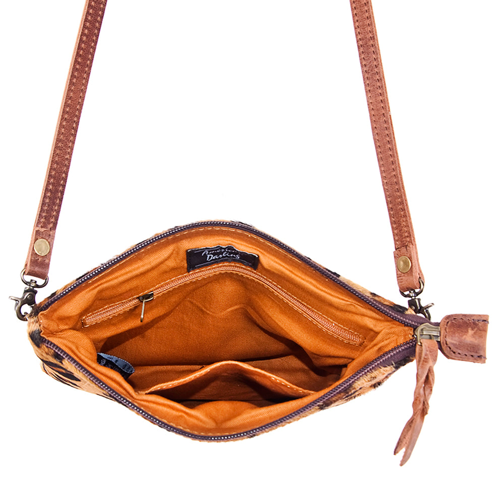 ADBG109 American Darling Western Leather Crossbody Bag Hair-On Cowhide and Fringe