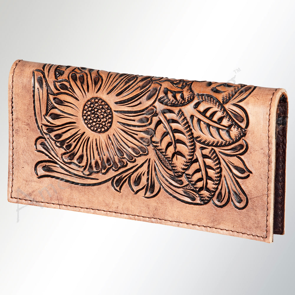 ADBG258 Floral Tooled Leather Wallet in Handcrafted Western Design