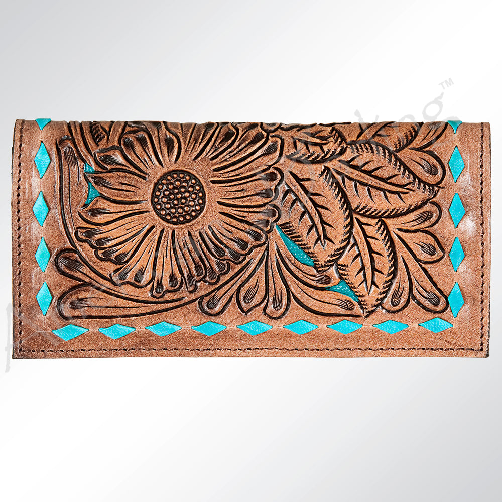 ADBG258 Floral Tooled Leather Wallet in Handcrafted Western Design