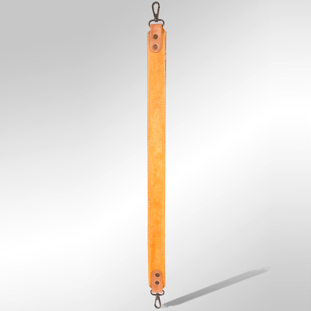 ADBT102 Tooled Leather Bag Strap - Floral Vine Design on Black