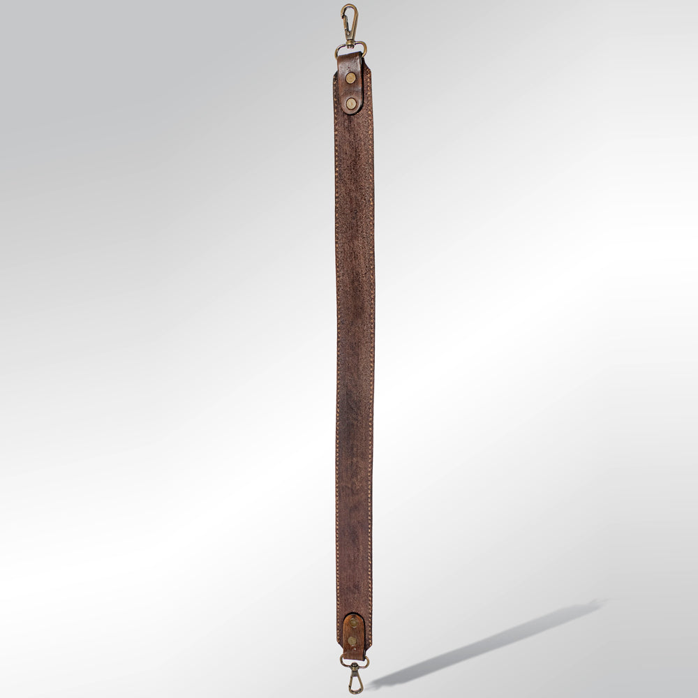 ADBT106 Tooled Leather Bag Strap - Turquoise Blue with Floral Design