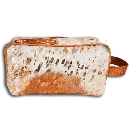 ADBG399 Western Hair-On Cowhide Toiletry Bag - Genuine Leather Travel Pouch