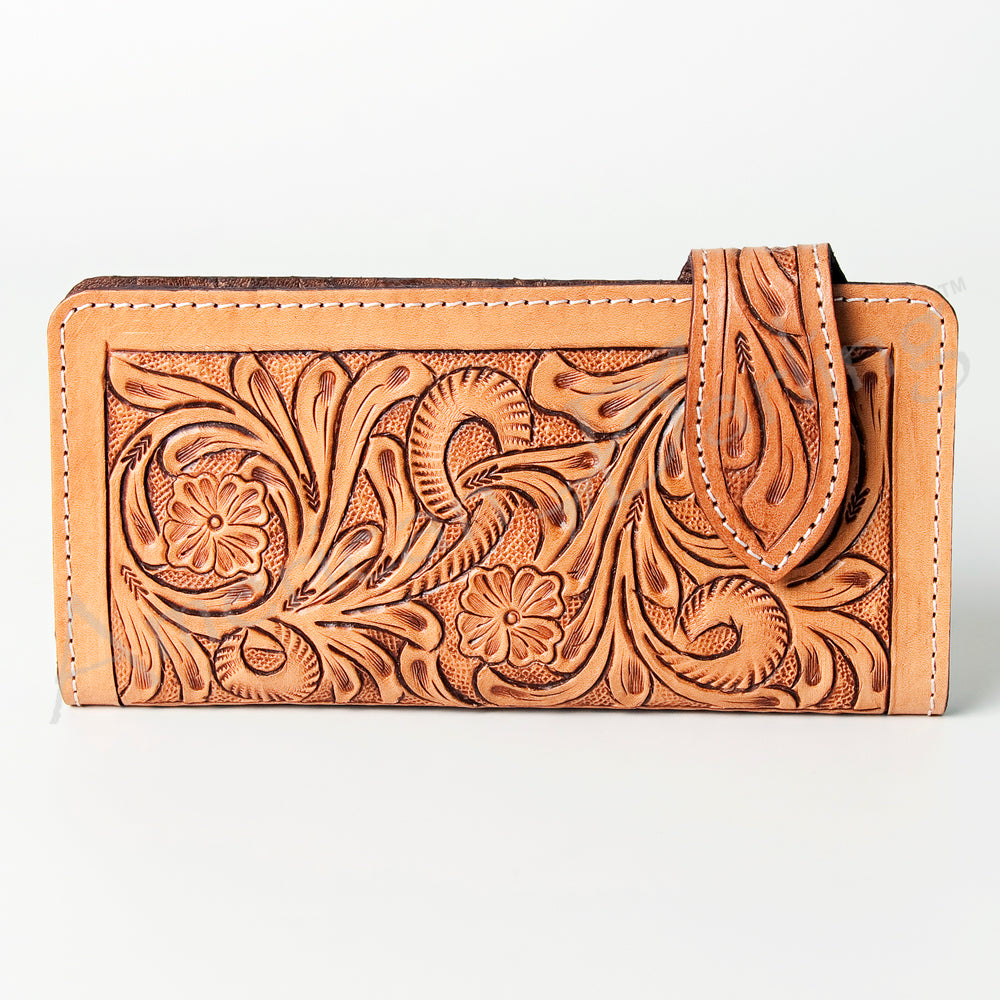 ADBG447 Tooled Leather Western Wallet for Women Handcrafted Full Grain Cowhide