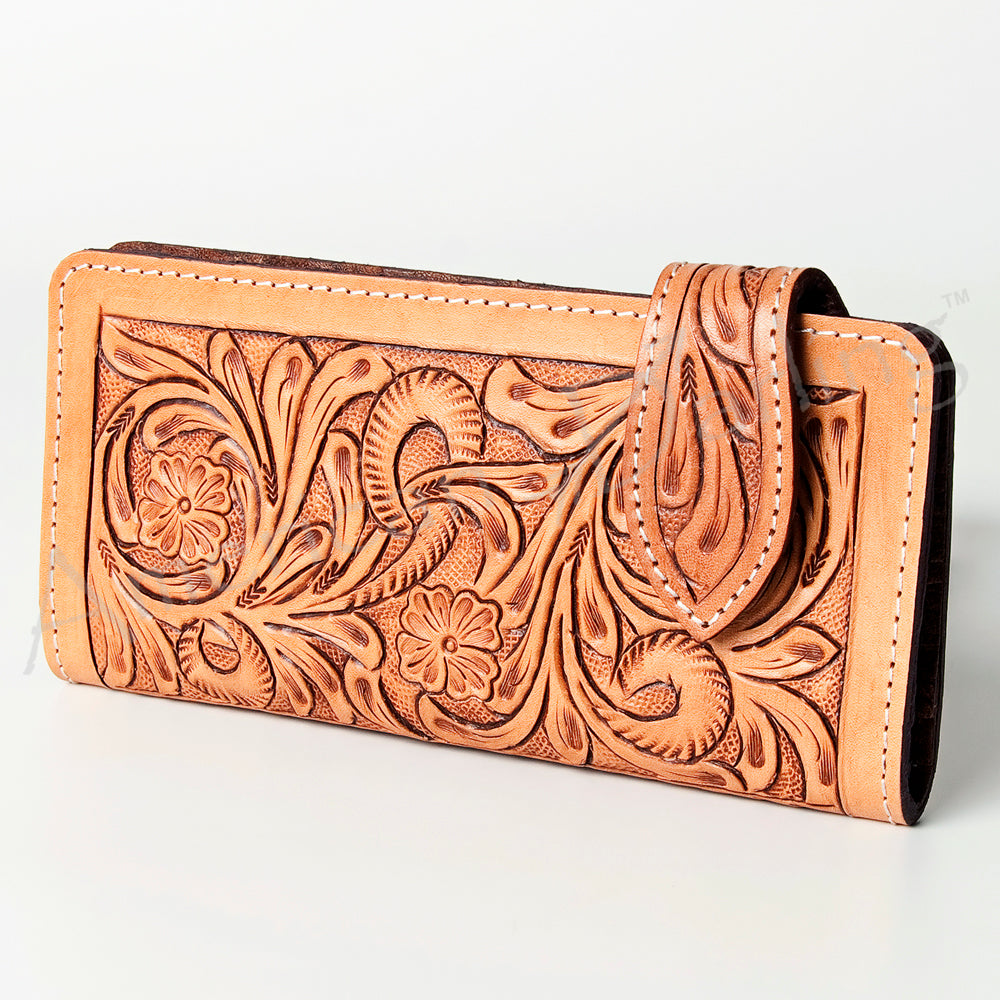 ADBG447 Tooled Leather Western Wallet for Women Handcrafted Full Grain Cowhide