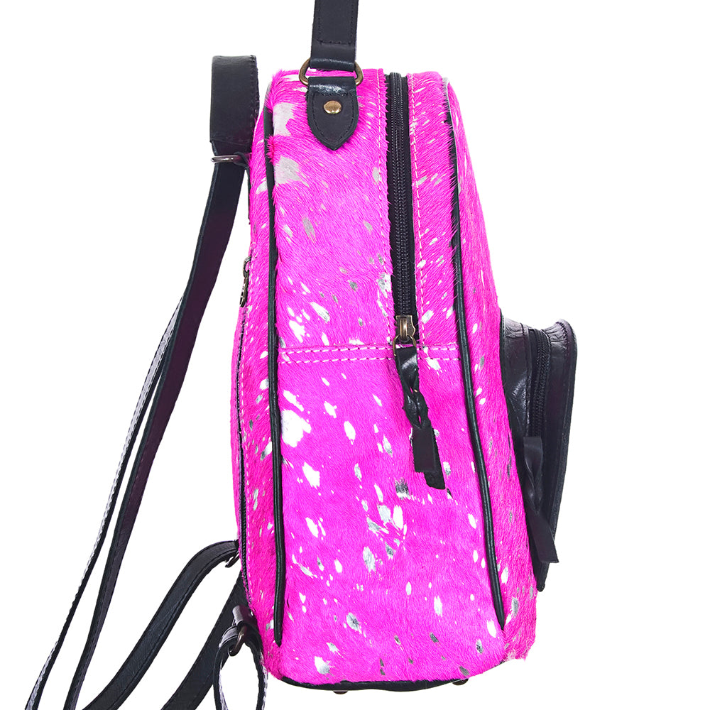 ADBGS156 Natural Cowhide Leather Backpack with Hand-Tooled Floral Pocket - Western Style