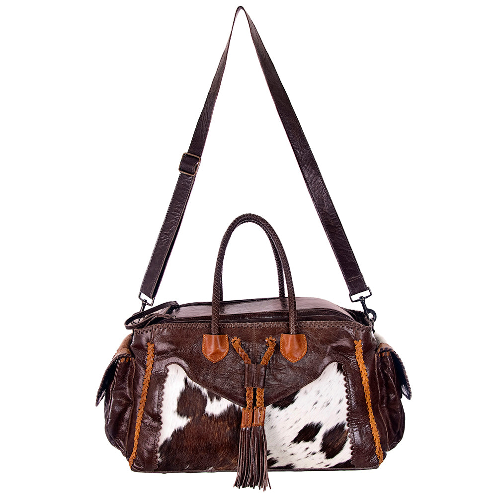 ADBG455 Luxury Genuine Leather and Hair on Hide Weekender Duffel for Elite Travel