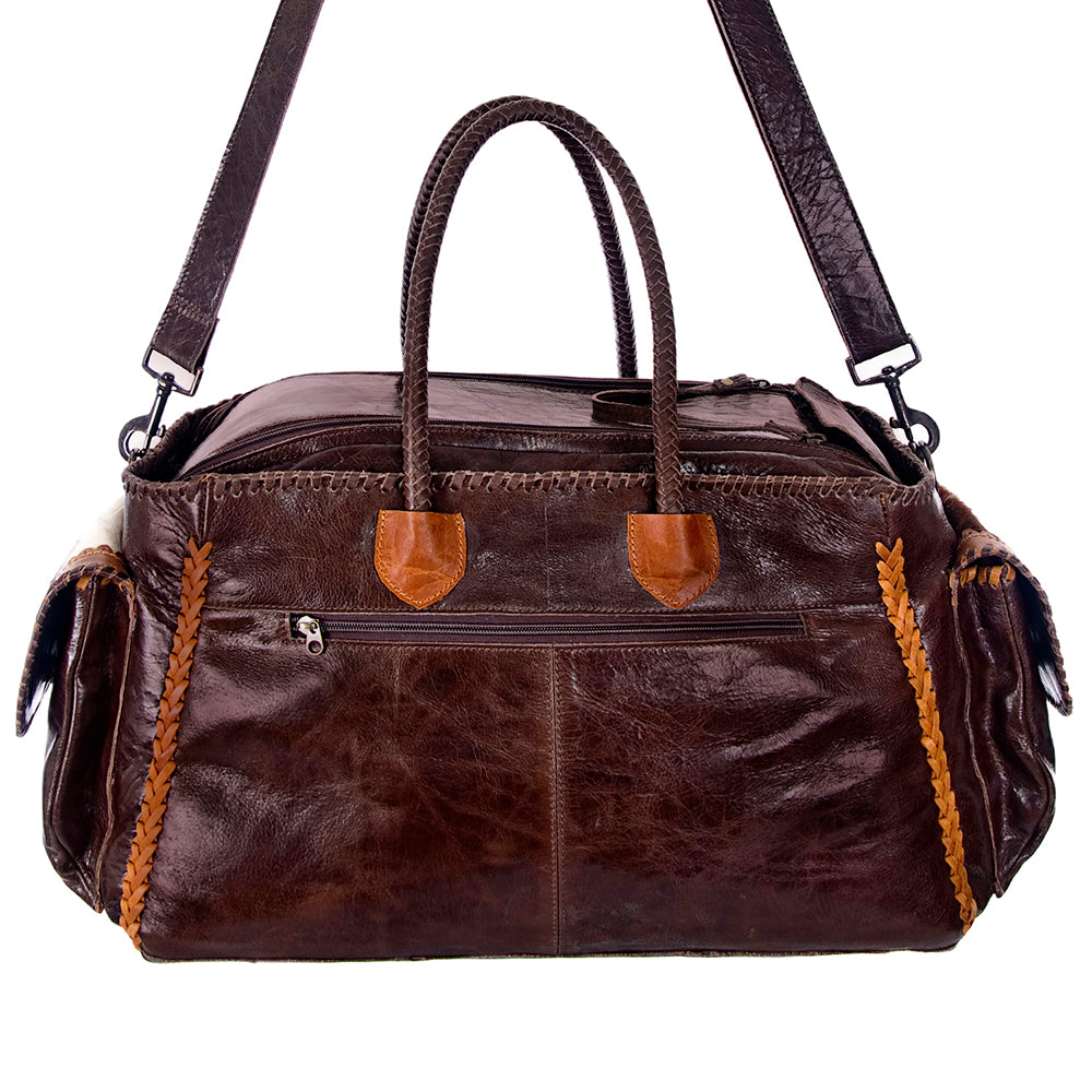 ADBG455 Luxury Genuine Leather and Hair on Hide Weekender Duffel for Elite Travel