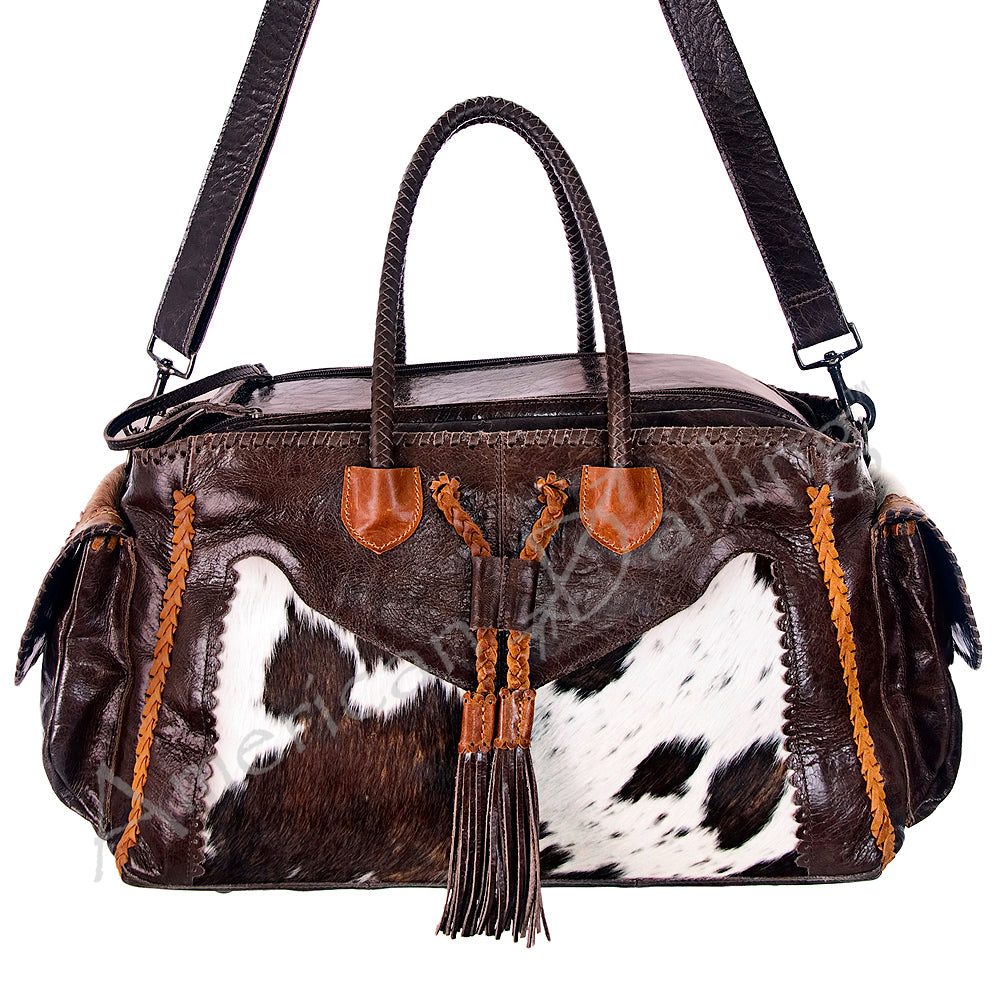ADBG455 Luxury Genuine Leather and Hair on Hide Weekender Duffel for Elite Travel