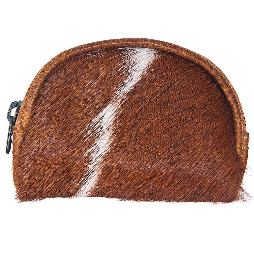 ADBG472 Hair-On Cowhide Leather Coin Purse Western Mini Zip Wallet