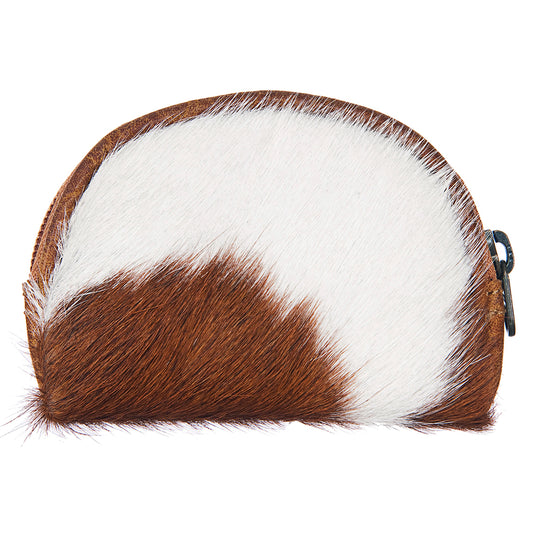 ADBG472 Hair-On Cowhide Leather Coin Purse Western Mini Zip Wallet