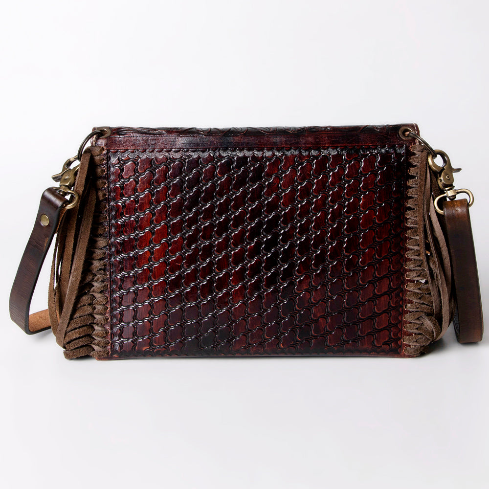 ADBG476 Envelope Cowhide Leather Crossbody Bag with Fringe Western Boho Shoulder Purse