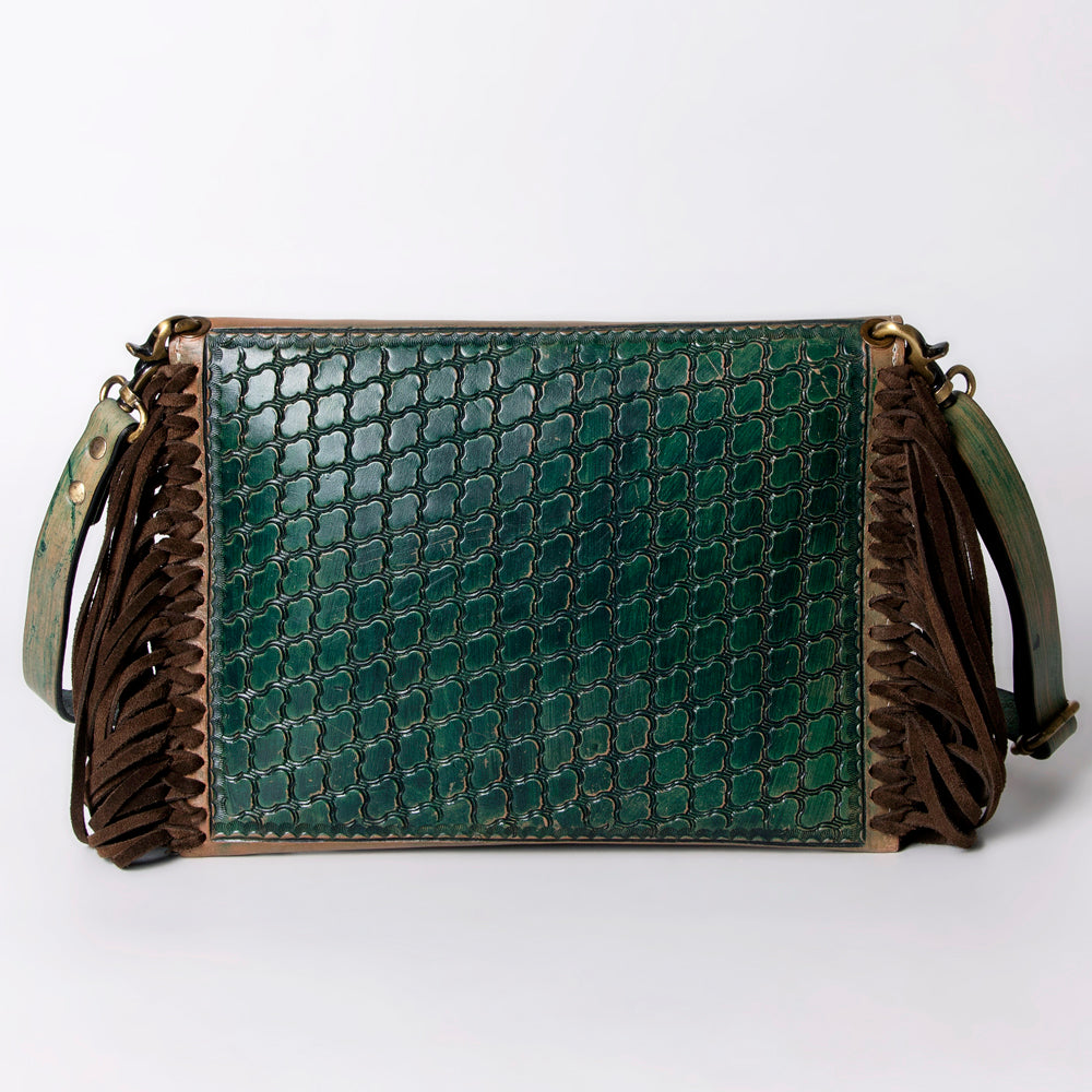 ADBG476 Envelope Cowhide Leather Crossbody Bag with Fringe Western Boho Shoulder Purse