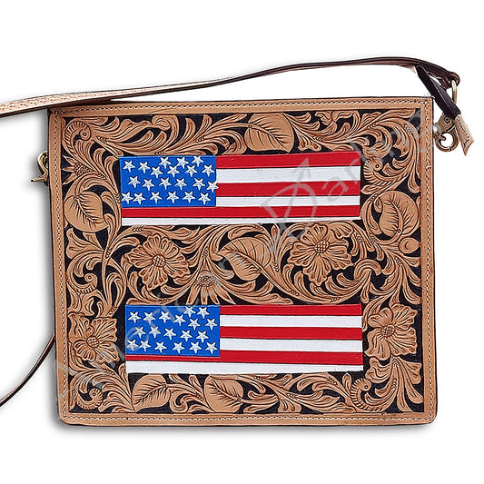 ADBG484 American Darling Hand Tooled Leather Messenger Bag