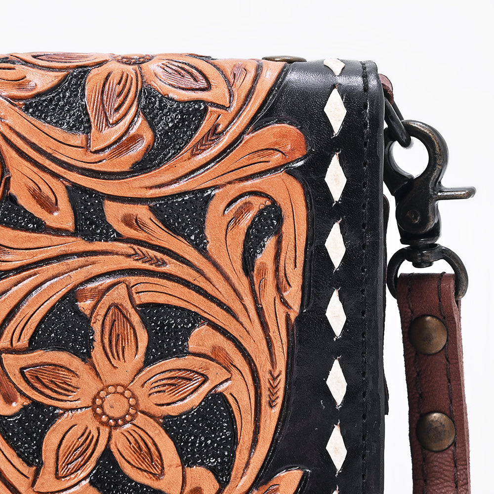 ADBG485 Handcrafted Western Leather Tooled Crossbody Convertible Bag
