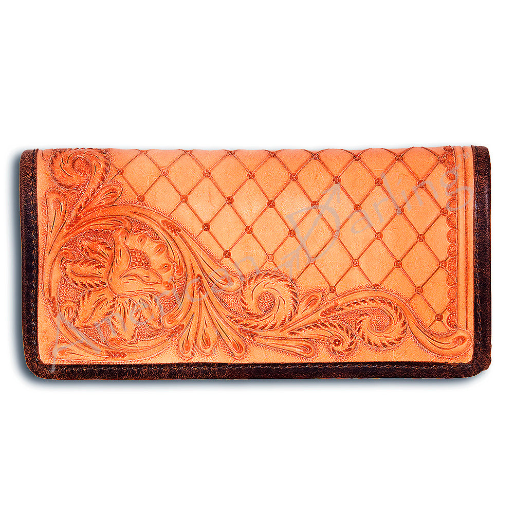 ADBG486 Tooled Leather Floral Long Wallet Western Cowgirl Clutch by American Darling