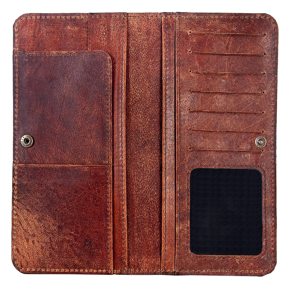 ADBG489 Handwoven Wool & Tooled Leather Western Wallet Crossbody Navajo Pattern by American Darling