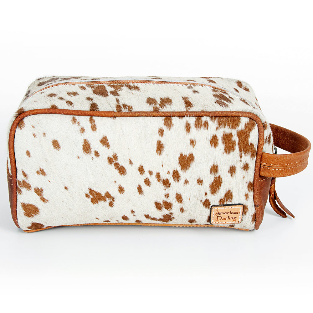 ADBG399 Western Hair-On Cowhide Toiletry Bag - Genuine Leather Travel Pouch