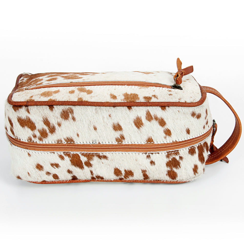 ADBG399 Western Hair-On Cowhide Toiletry Bag - Genuine Leather Travel Pouch