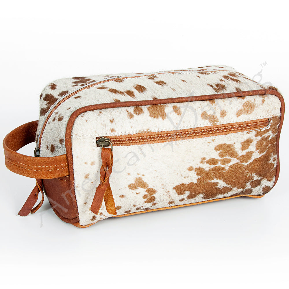 ADBG399 Western Hair-On Cowhide Toiletry Bag - Genuine Leather Travel Pouch