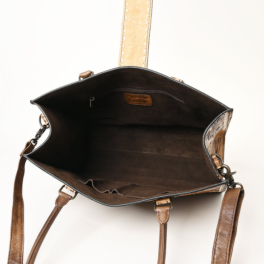 ADBGH104 Tooled Leather Western Tote Bag - Sunflower Floral Handbag with Shoulder Strap