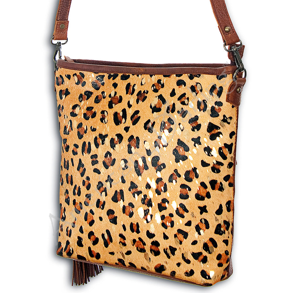 ADBG102 American Darling Hair-On Cowhide Leather Crossbody Bag - Handcrafted Western Style