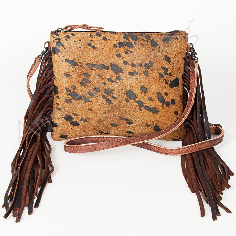 ADBG109 American Darling Hair-On Cowhide Leather Western Crossbody Bag with Fringes