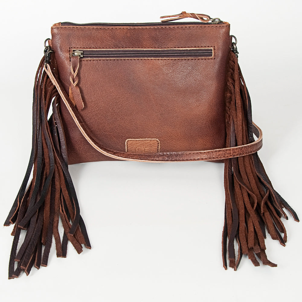 ADBG109 American Darling Hair-On Cowhide Leather Western Crossbody Bag with Fringes