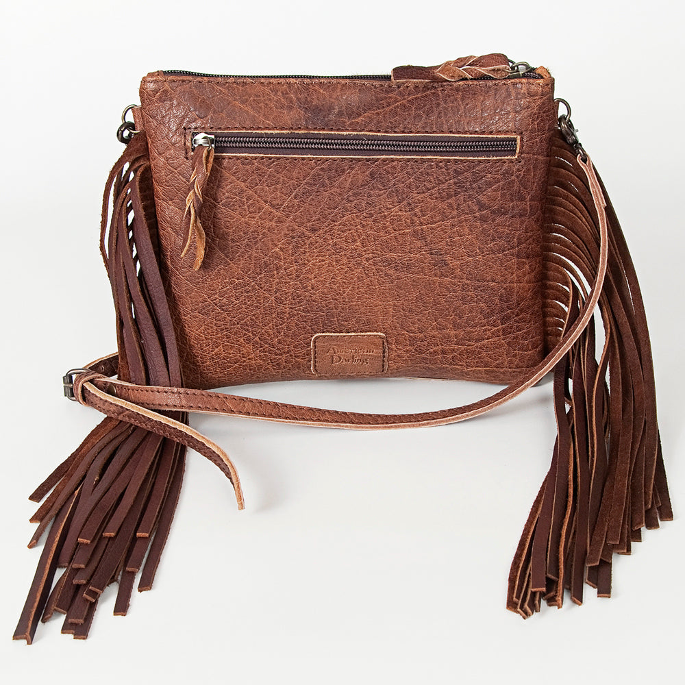 ADBG109 American Darling Hair-On Cowhide Leather Western Crossbody Bag with Fringes