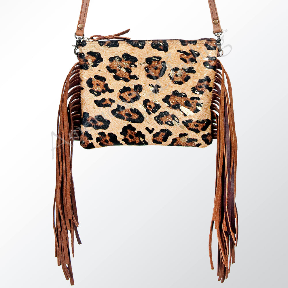 ADBG109 American Darling Western Leather Crossbody Bag Hair-On Cowhide and Fringe