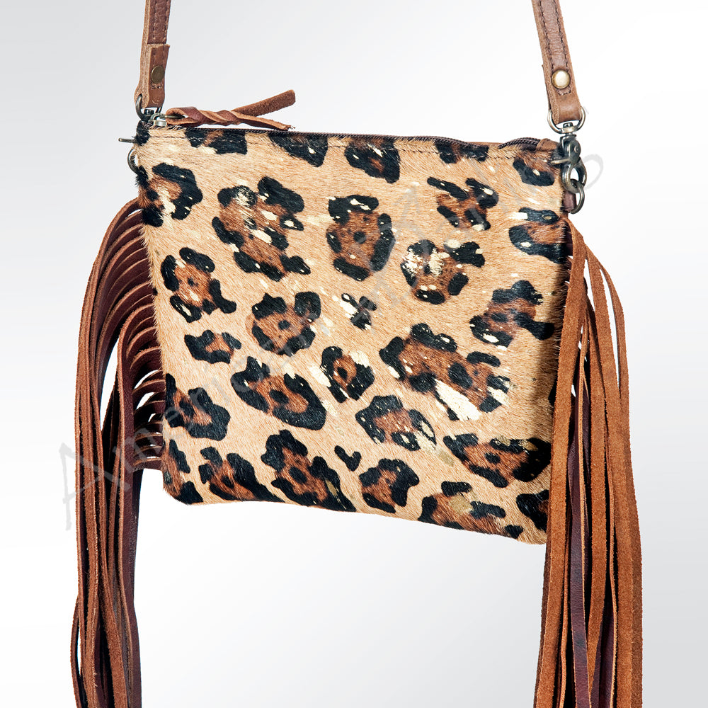 ADBG109 American Darling Western Leather Crossbody Bag Hair-On Cowhide and Fringe