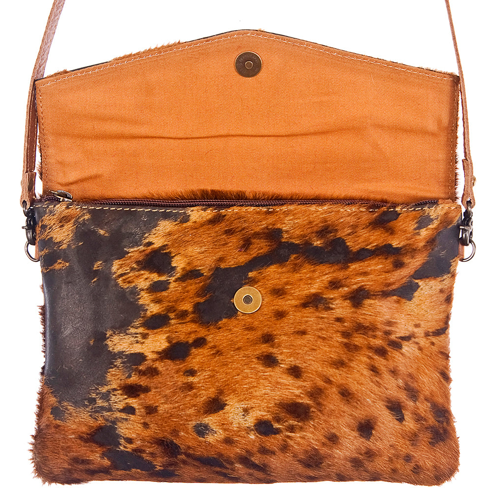 ADBGS178 Hair-On Cowhide Leather Crossbody Envelope - Western Style Purse