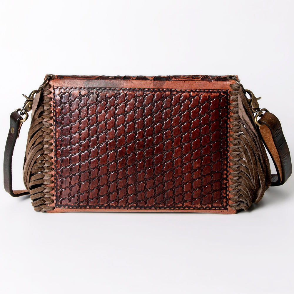 ADBG476 Envelope Cowhide Leather Crossbody Bag with Fringe Western Boho Shoulder Purse
