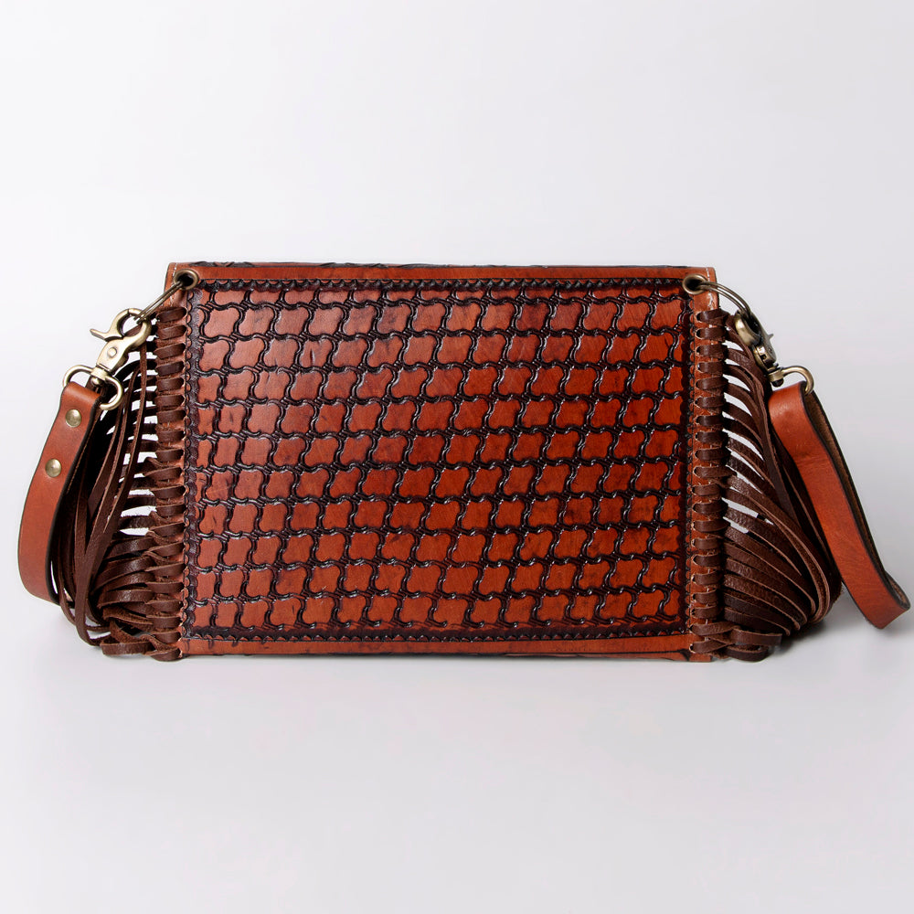 ADBG476 Envelope Cowhide Leather Crossbody Bag with Fringe Western Boho Shoulder Purse